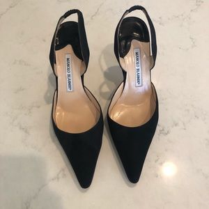 Manolo Blahnik black slingback pump